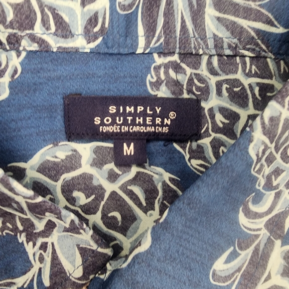 Simply Southern Blue and White Casual Button Down Shirt - Picture 4 of 5